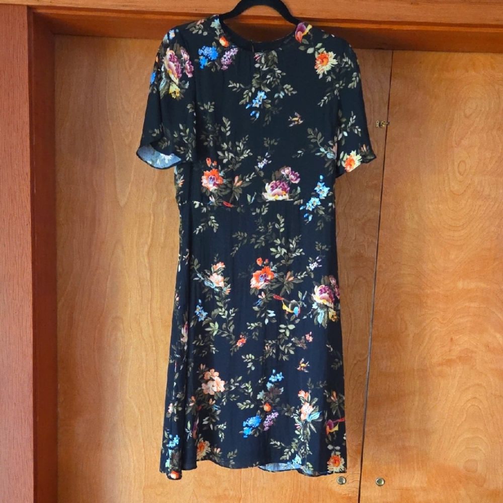 H&M Black Floral Midi Dress